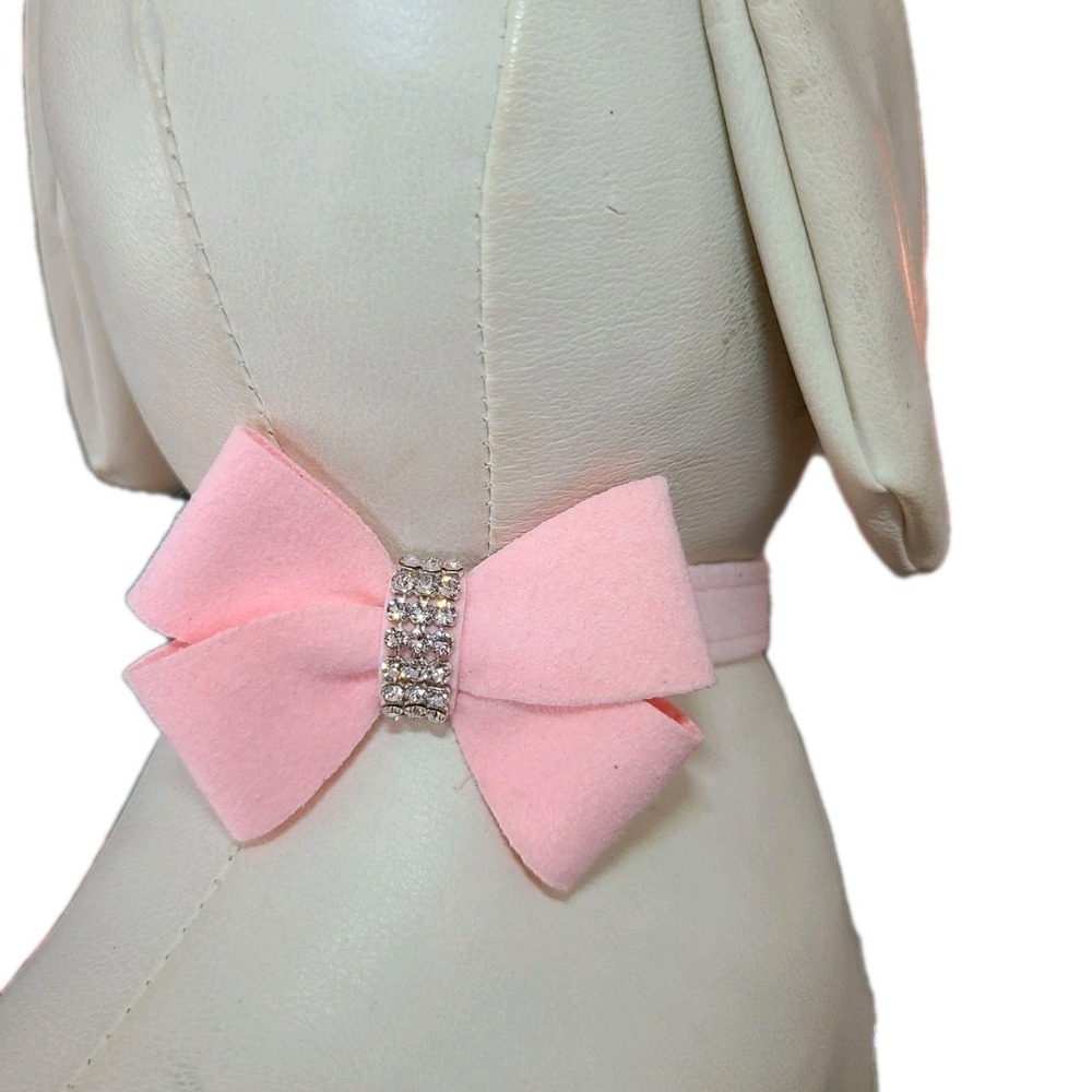 Susan Lanci Collar Nouveau Bow Puppy Pink Medium